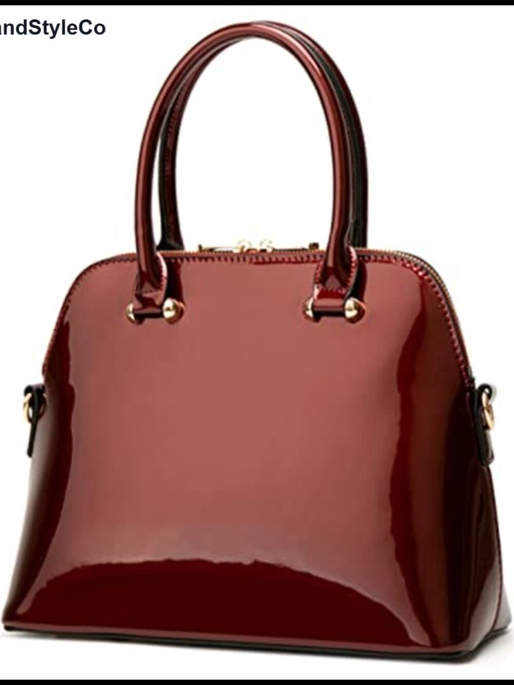 Patent PU Leather Satchel Tote Handbag with Dual Shoulder Straps Crossbody Bag